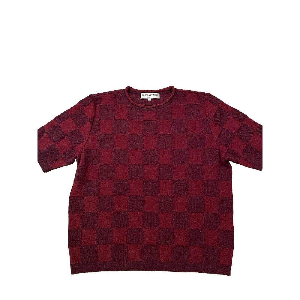 Vintage LORIS AZZARO Paris Knit Sweater Red/Burgundy/Size 11 Fits XS/S 70-80s